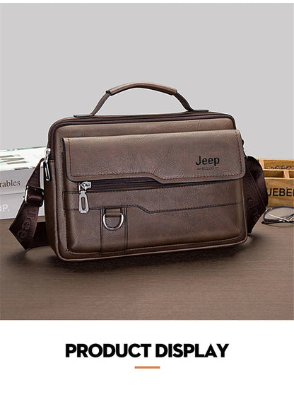 JEEP BULUO Multi-function Business Handbags Men New Man's Shoulder Bags Large Capacity Leather Messenger Bag Crossbody Big Brand