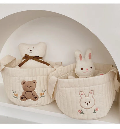 New Diaper Bag Nappy Caddy Baby Items Toy Storage Bag for Newborn Crib Organizer Bedding Cotton Embroidery Mommy Bag Bebe