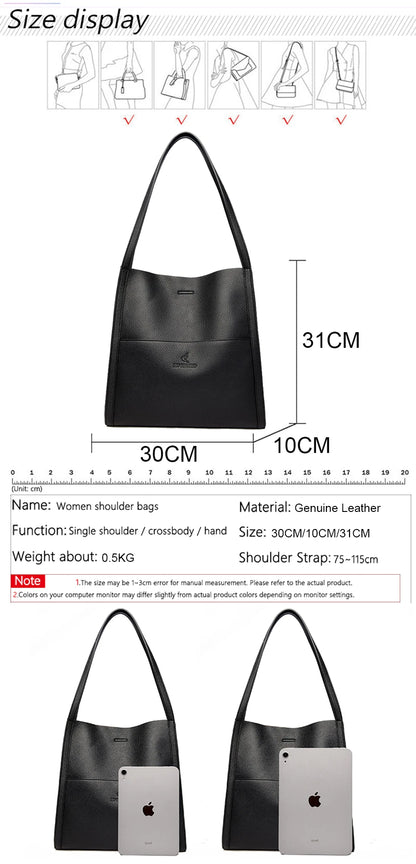 2023 Trend Women Simple Bag Female Luxury Shoulder Bags Lady New Soft Leather Designer Tote Bucket Branded Large Handbag Purses