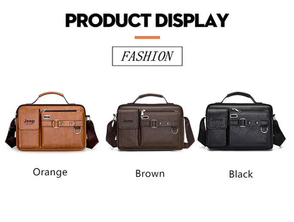 JEEP BULUO Multi-function Business Handbags Men New Man's Shoulder Bags Large Capacity Leather Messenger Bag Crossbody Big Brand