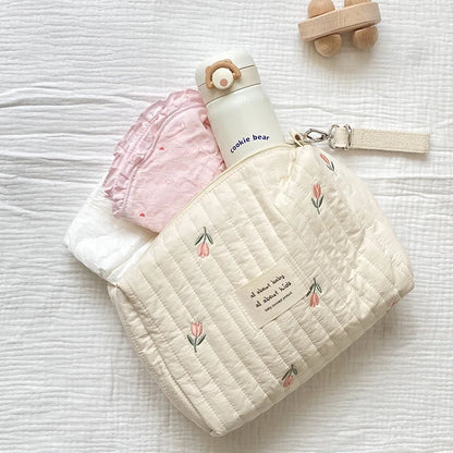 New Mommy Bag Cute Print Embroidery Mommy Bag Zipper Newborn Baby Diaper Bag Nappy Pouch Travel Stroller Storage Bags