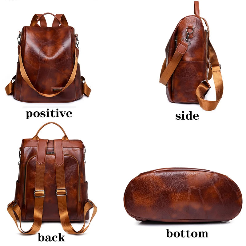 2023New High Quality Leather Ladies Backpack Luxury Designer Women Shoulder Bag Girls School Bag Solid Color Anti Theft Backpack