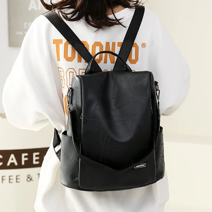 2023New High Quality Leather Ladies Backpack Luxury Designer Women Shoulder Bag Girls School Bag Solid Color Anti Theft Backpack