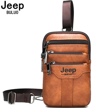 JEEP BULUO erkekler omuz askılı postacı çantaları küçük çok fonksiyonlu Sling göğüs çantası bacaklar bel çantası adam için yeni moda rahat Crossbody