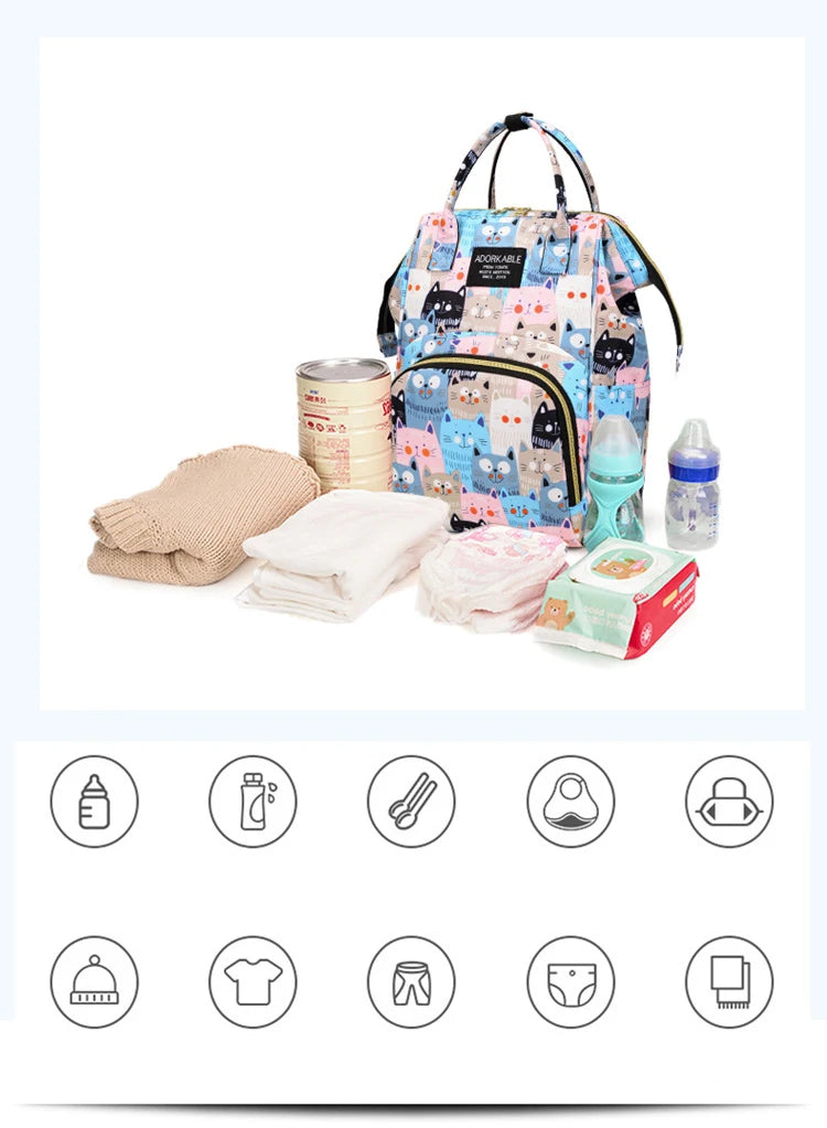 Diaper Bag Backpack Maternity Bag For Baby Fashion Large Capacity Printed Mommy Bag Multifunction Diaper Bags For Mom