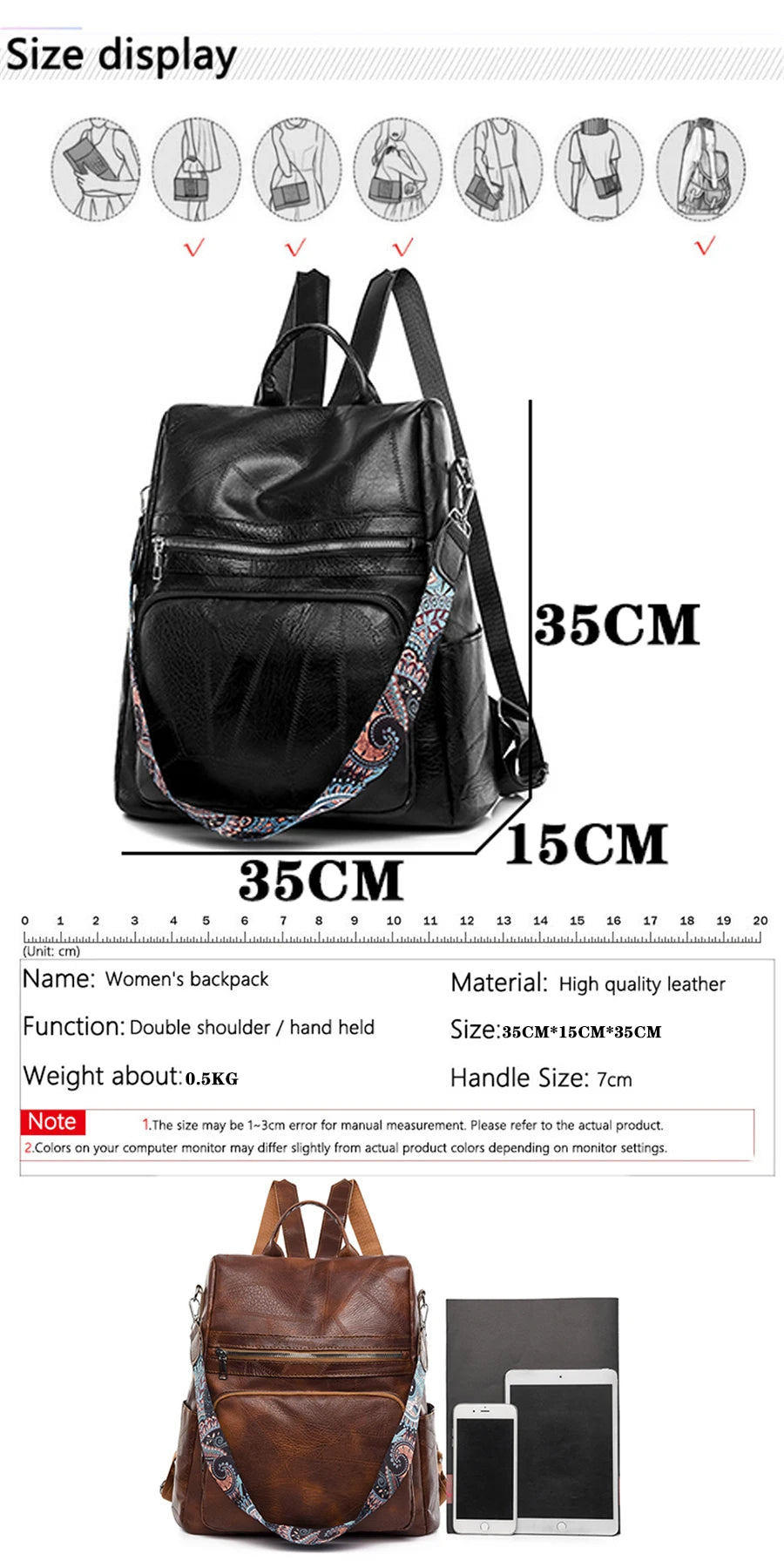 3-in-1 Women Backpacks Vintage Female Shoulder Bags Soft Leather Back Pack Ladies Travel BagPack Luxury Bag For Girls Mochila